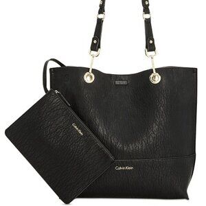 Calvin Klein Sonoma REVERSIBLE black/brown Tote Bag w/ Pouch & Crossbody Strap